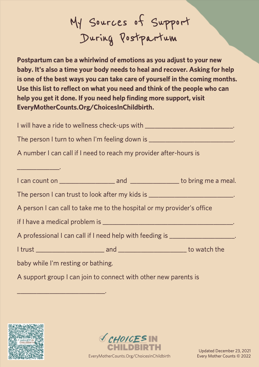 My Sources of Support During Postpartum